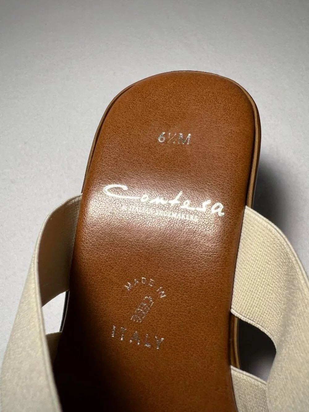 Italian Shoemakers Women's 6.5M Contesa White/Wood Color Wedge Sandal Heel